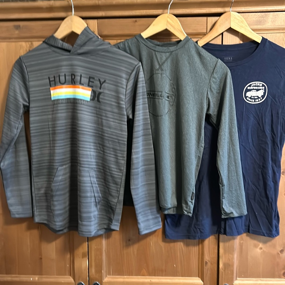 Boys Surf Lot Hurley Belmont Hoodie, O'Neill, Jacks t-shirt Bundle Size Large